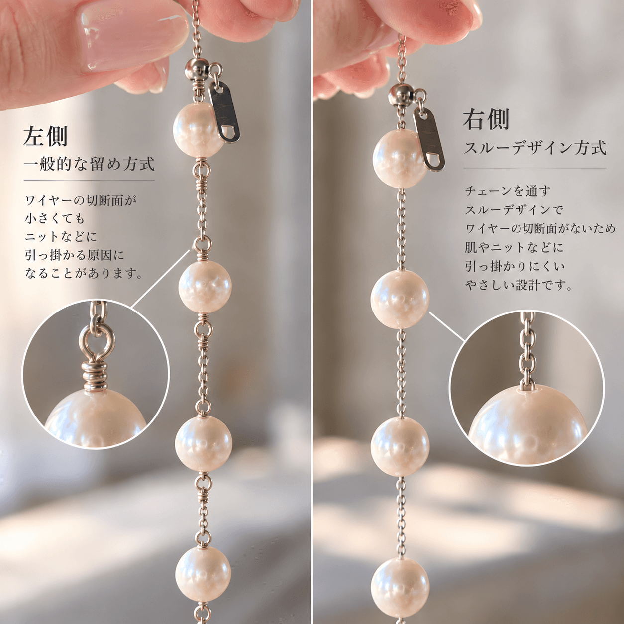 限定【 甘さを引く白の余韻 】- 大玉淡水パール5粒 スルーブレスレット オールサージカルステンレスシルバー有 | 5枚目
